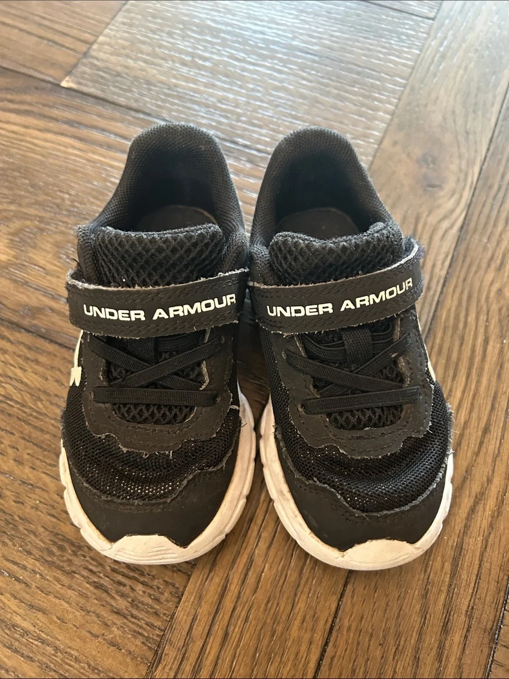 Under Armour Kids Black and White Velcro Athletic Sneakers